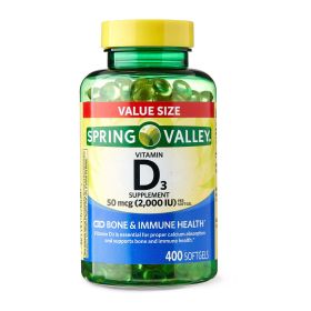 Spring Valley Vitamin D3 Supplement Softgels;  2000 IU;  400 Count